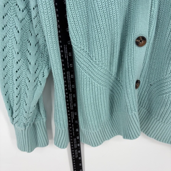 Torrid Pointelle Cardigan Balloon Sleeve Sweater Blue 5X Open Comfy Cozy Holiday - Picture 6 of 12